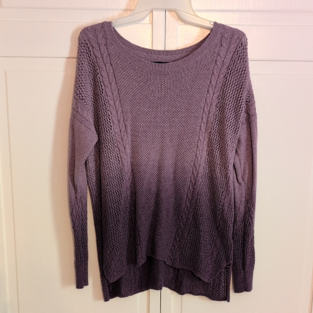 American Eagle Outfitters Loose Cable Knit Ombre Purple Sweater Size M
